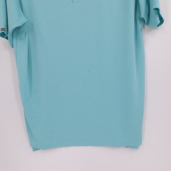 Dunning Golf Shirt Mens XXL Green Striped The Major Logo Embroidered Performance - Picture 8 of 14